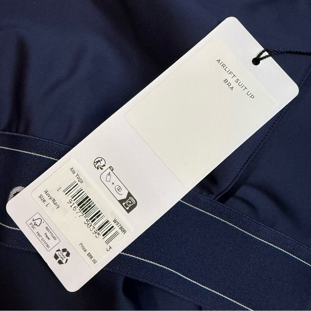 ALO Yoga Navy High-Waist Airlift Leggings bra suit up Navy large authentic NEW - Picture 6 of 11